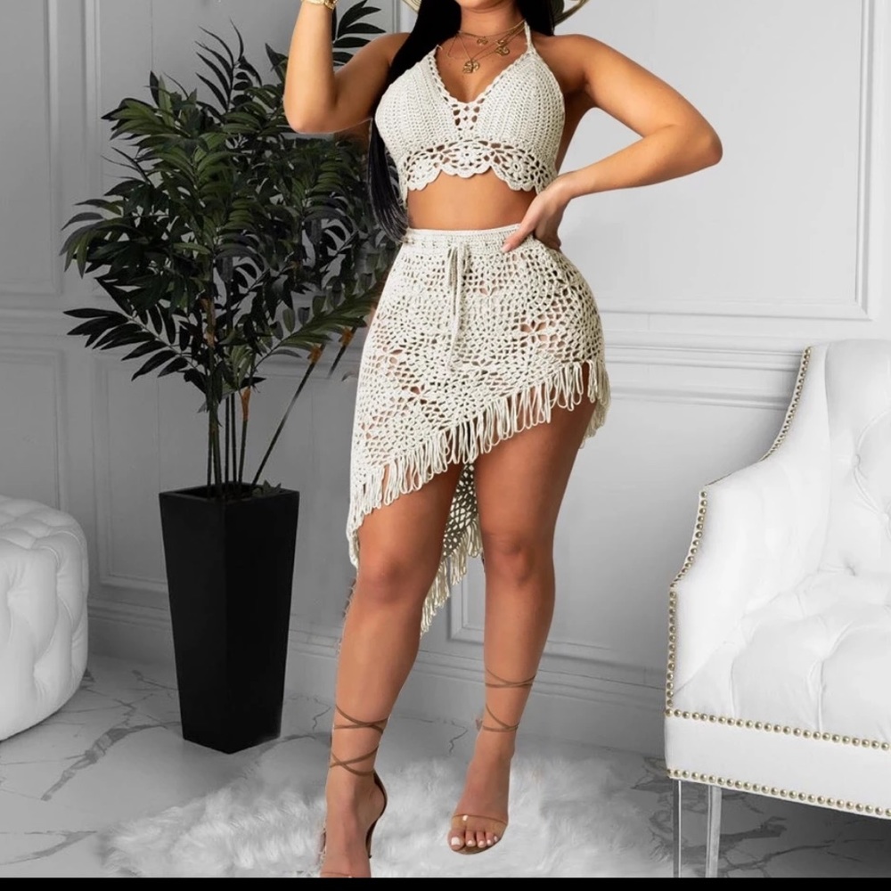 🔅Crochet knit skirt with matching top🔅